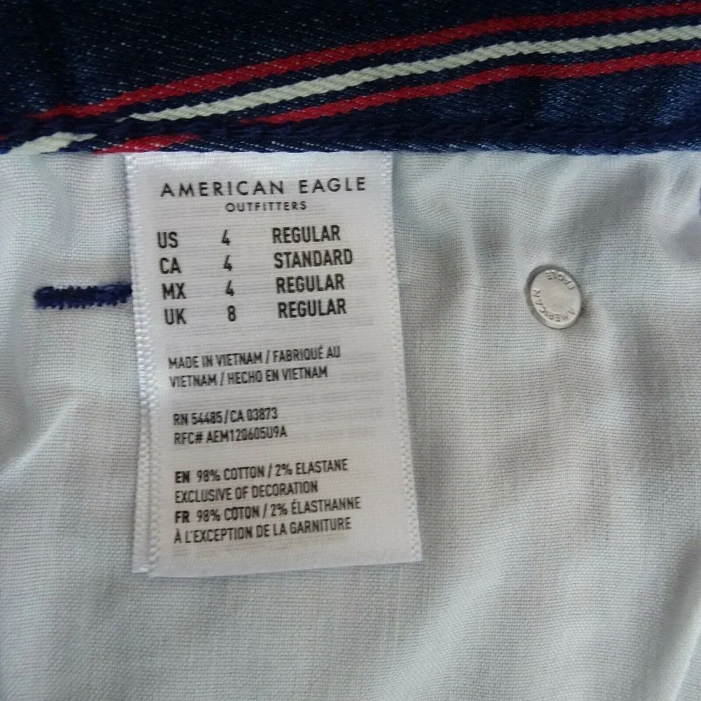 American Eagle Outfitters Denim Skirt Mini Stripe High Rise Stretch NWT 4